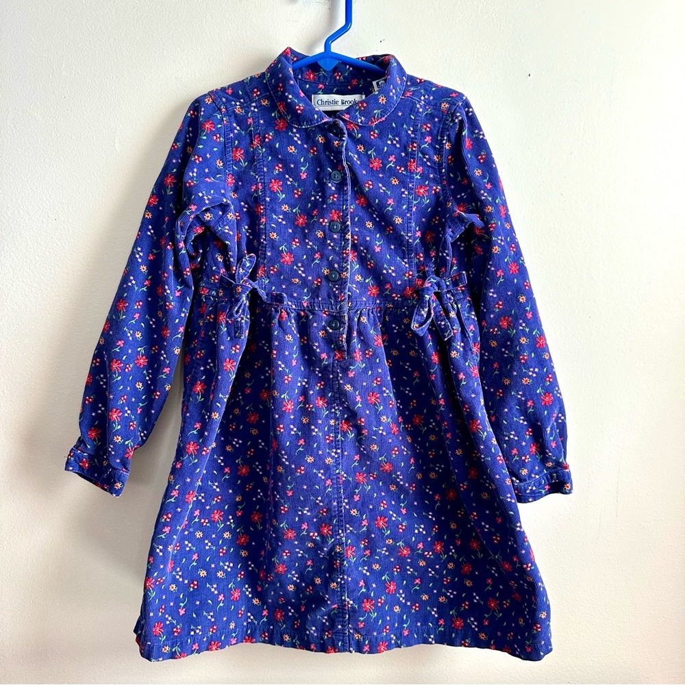 Vintage Christie Brooks Corduroy Floral‎ Girls' Dress